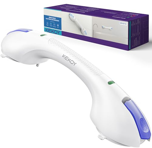 KEKOY Poignée Ventouse Salle de Bain avec Indicateur, Poignée Douche de Sécurité Robustes pour Baignoire, pour Personnes Âgées, Handicapées et Adultes, Sans Perçage et Amovible (Violet*1, 44,5 cm)