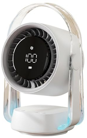 Ventilateur de table rechargeable avec batterie puissante de 3500 mAh et flux d'air réglable pour utilisation en intérieur ou en extérieur Ventilateur de table à affichage numérique économe en énergie