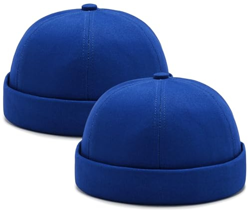 Malaxlx 2 Stücke Docker Cap Herren Docker Mütze Seemannsmütze Hafenmütze Seemannskappe Brimless Cap Herrenmütze Verstellbar