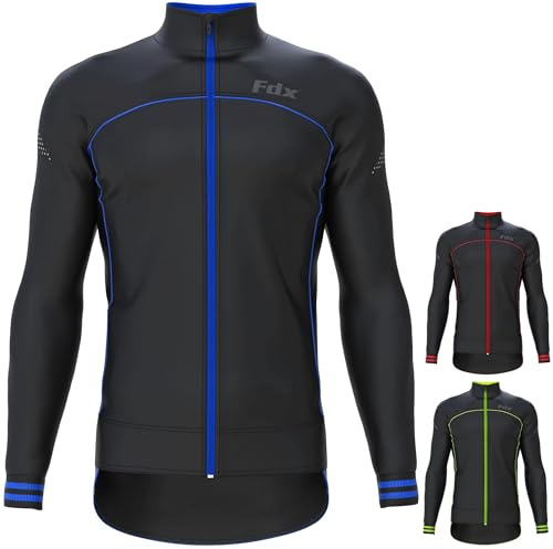 FDX Herren Winterradjacke, winddichte Softshell Thermojacke, atmungsaktiv, reflektierend, wasserabweisend mit Reißverschluss, ideal zum Radfahren, Laufen und Training