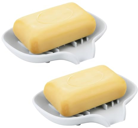 Culinavog 2 stycken tvålkopp, självdränerande tvålkopp, halkfri flexibel, lätt att rengöra tvålförvaringslåda, diskbricka, silikon tvålskål för badrum, kök och dusch