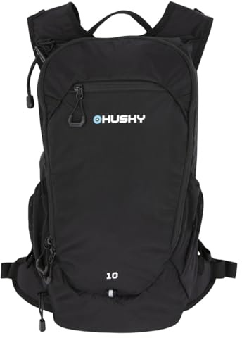 Husky Fahrradrucksack 10L – Leichter, Robuster & Wasserdichter Outdoor-Rucksack mit Viel Stauraum, Komfortsystem & Regenhülle für Radfahren, Trekking, Wandern & Reisen (Peten, Schwarz)