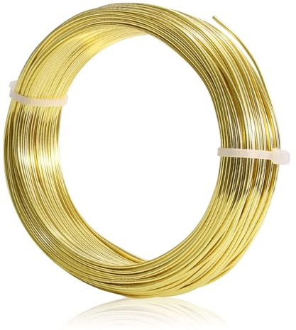 Hosifiy Messingdraht, 1 mm Schmuckdraht, 30 m Gold-Basteldraht für Gartenarbeit, Schmuckherstellung, Perlenstickerei, DIY-Projekte, Ornamente