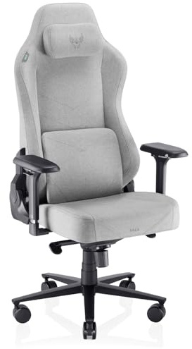 VALK Freya Elite - Silla Gaming Ergonómica de Tela Transpirable, Cojines Viscolátex de Nueva Generación, Reclinable 160º, Reposabrazos 4D, Diseñada en España, Silla Gamer y Oficina (Gris Niebla)
