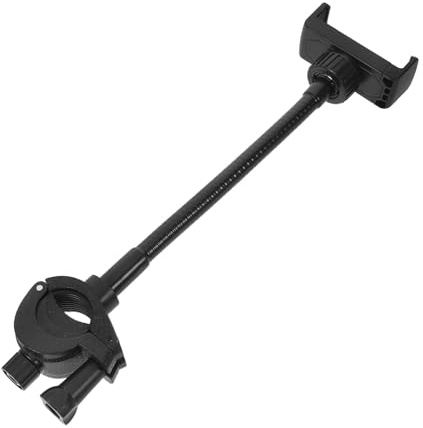BESPORTBLE Adjustable Outdoor Mic Stand with Phone Holder Clip for Live Streaming, Desktop Microphone Mount Clamp with Music Stand Attachment for Podcast and Performance