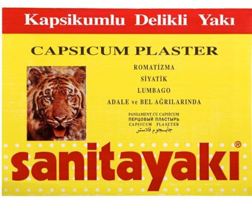 SANITAYAKI Plasturi Antireumatici con Capsaicina, 25 Pezzi, 120x170mm, Termici per Dolori Muscolari, Schiena e Ginocchia