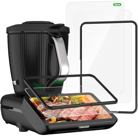 AUAUY 2 Pz Pellicola Protettiva Compatibile con Thermomix TM7, Vetro 9H | 1 Cornice Proteggere, Vetro Temperato 9H