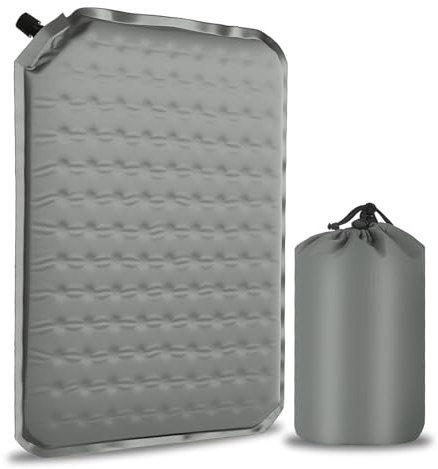 Self Inflating Travel Seat Cushion, 40×30cm Inflatable Memory Foam Seat Pad | Portable, Waterproof, Outdoor Cushion with Storage Bag for Camping, Stadium, Airplane,Car,Office (Grey)