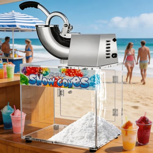Máquina de hielo picado – Trituradora de hielo comercial, máquina eléctrica para hacer hielo picado, 200 kg/h, cuerpo de acero inoxidable, doble cuchilla, para hogar, fiestas, restaurantes, bares