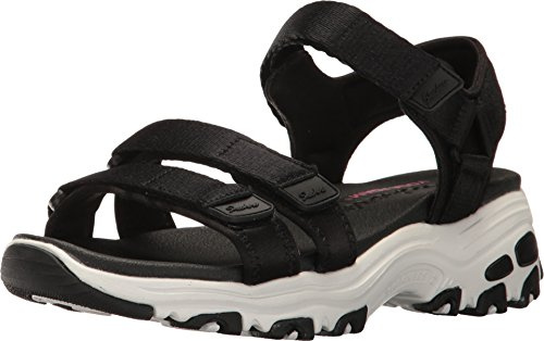 Skechers D'lites Fresh Catch, Sandalia Mujer, Negro, 37 EU