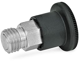 Ganter Normelemente | Miniraster - GN 822.7-8-M16X1,5-C | Bolzendurchmesser: 8mm | Führung/Raststift Edelstahl | 1 Stück