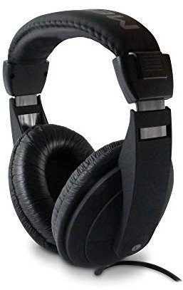 METRONIC 480143 Casque Filaire Noir, Léger, Ajustable et Confortable - Circum-Auriculaire Stéréo, Idéal TV Long Cordon de 6m, Prise Jack 3,5mm - Adaptateur 6,35 mm mâle inclu - Noir