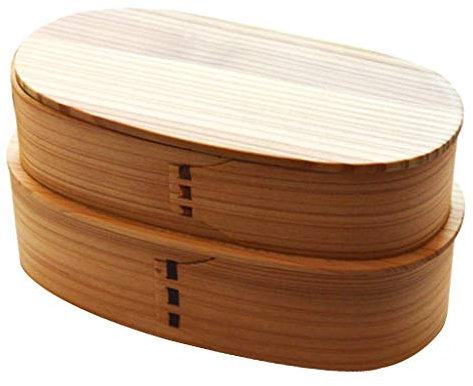 Tubayia Caja de almuerzo de madera de estilo japonés portátil Bento Box Fiambrera para niños