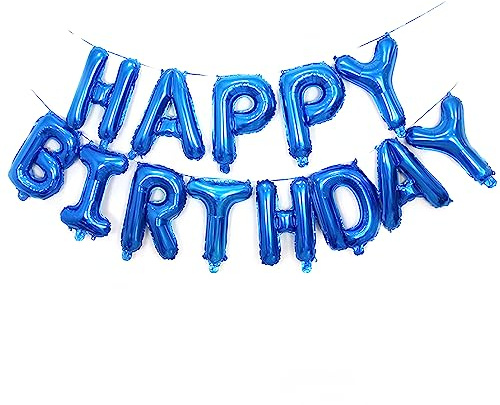 Ponmoo Folie Luftballons Happy Birthday Banner Kit - Blau, Party Dekorationen Ballons, Geburtstagsparty Folienballons Gute zum Geburtstag