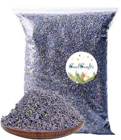 CoolCrafts Lavande Séchée Naturelles 900g Fleurs Séchées de Lavande en Vrac pour Mariage Confettis, Sachet