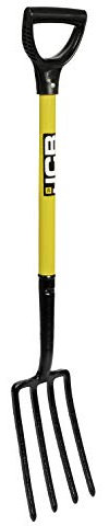 JCB - Solid Forged Lightweight Border Fork - Professional Border/Junior/Ladies Fork - Metal Long Handle Heavy Duty Site and Gardening Tools - Home Improvements, Digging, Mucking Out, Manure, Weeding