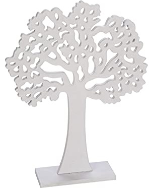 ZauberDeko Holzaufsteller Baum des Lebens Weiß Deko Lebensbaum Kommunion Konfirmation 21cm Mittel