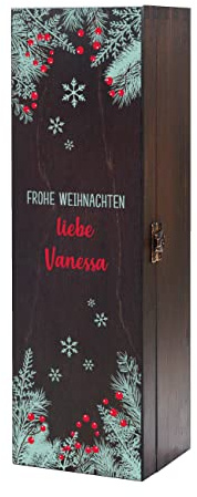 Herz & Heim® Winterliche Geschenkbox als Verpackung zu Weihnachten, personalisiert Zweige und Schneekristalle