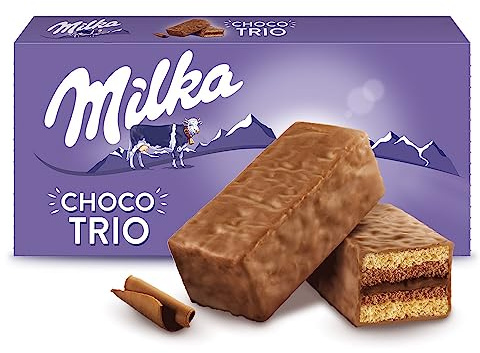 Milka Choco Trio Tortine Morbide con Ripieno al Cacao e Ricoperte di Cioccolato a Latte delle Alpi 150g