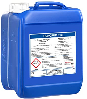 Tickopur R33 – 10 Liter Professionelles Ultraschall-Reinigungskonzentrat für Schmuck, Fahrradketten, Vergaser und mehr! Dosierung 5%, d. h. 200 Liter Arbeitslösung.