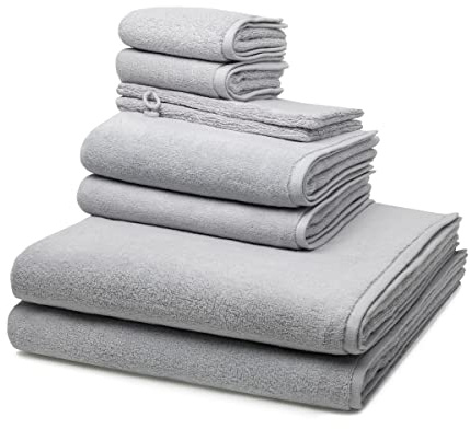 Ross - 8 teiliges Frottier-Set - Sensual Skin (2 X Wasch- 2 X Gäste- 2 X Dusch- 2 X Handtuch im Set) - 500 g/m2 - Baumwolle - Walkfrottee - saugstark - weich und flauschig - Chrom