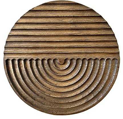 Musanpou Handgeschnitzte Wanddekoration aus Holz mit künstlerischem rundem Design für Bauernhaus und Landhausstil | Wandkunst Dekoration | 30 x 30 cm (braun)