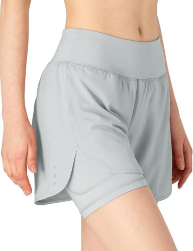 donhobo Damen Sommer Sport Shorts 2 in 1 Schnell Trocknend Laufshorts Fitness Yoga Jogging Sport Shorts