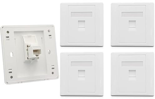 CAT6 Gigabit Network Socket, 86x86mm Ethernet RJ45 LAN Cable Faceplate Networking Port Dual-Pass Socket Box for Ethernet Cable Installation Female To Female Internet Outlet (5 Sets Port x 1)