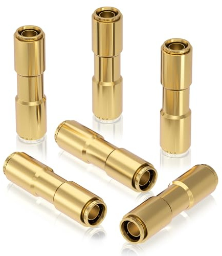 CheeMuii 6 PCS 1/4 Brass DOT Air Line Fitting Straight Union Quick Connect Fittings 1/4 Air Hose DOT Air Fittings for Semi Truck Trailers Industry Air System