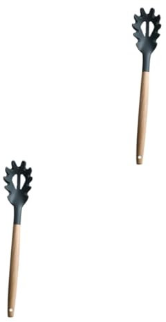 BESTonZON 2stücke Wiederverwendbarer Silikon-nudellöffel Mit Holzgriff Praktischer Spaghetti-server Für Zuhause Hitzebeständig Und Ergonomisch Zum Servieren Von Nudeln Und Pasta