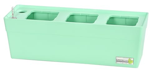 Greenbar® Kräuterkasten für 3 Kräutertöpfe, türkis, 48 x 15.5 x 16 cm | Pflanzkasten für Indoor / Outdoor, mit Bewässerungssystem, Kunststoff
