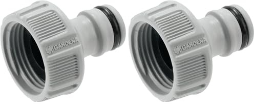 GARDENA tap Connector 26.5 mm (G 3/4 inch): Adapter for Connecting a Water Hose, Anti-Splash Technology, Frost-Proof, Original System, Packed Loose (18221-20) (Pack of 2)