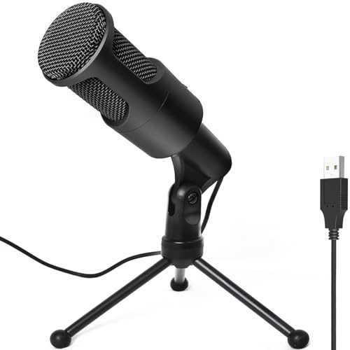 LOKUKA USB Microphone for PC, Podcast Condenser Omni Mic with Foldable Tripod for Streaming, Gaming, Recording, Chatting, Twitch, YouTube, Compatible with macOS, Windows, Desktop, Laptop