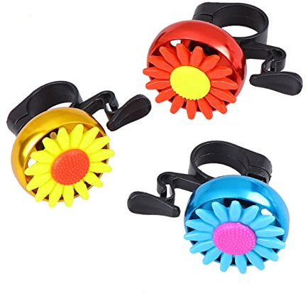 KICHOUSE Campanello per Bicicletta a Girasole in Lega di Alluminio Set da 3 Pezzi (Rosso, Blu, Oro) Suono Forte e Installazione Facile per Bici, Scooter e Mountain Bike Urbane