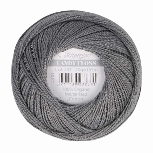 Scheepjes - Scheepjes Candy Floss 242 Metal Grey (165m) Bio Mercerisiert Baumwolle Garn - 1x20g