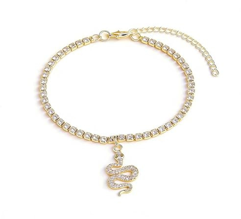 Carufin ormformad vristlänk justerbar tennis strass ankel armband sommar strand fotkedja smycken för kvinnor flickor