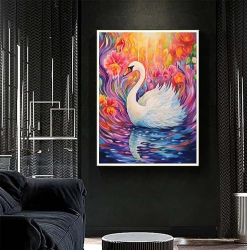 Diamond Painting Gans Diamant Painting Bilder Kinder Blume Diamond Art DIY Set Erwachsene Full Drill Diamond Painting Zubehör, 5D Diamant Malerei Mosaic Stickerei Kits Home Wand Decor 77x105 cm R449