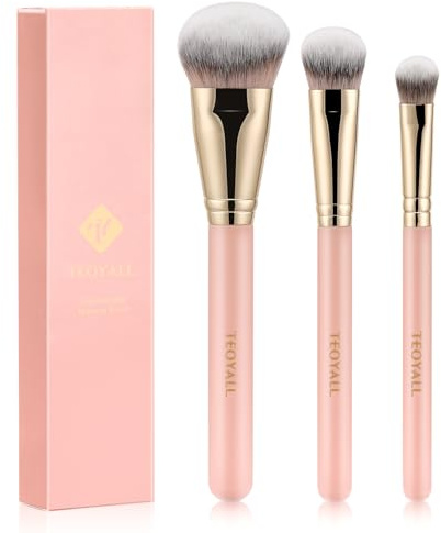 TEOYALL Flat Angled Brushes, Flawless Foundation Brush Under Eye Concealer Brush Bronzer Brush with Liquid Cream Powder