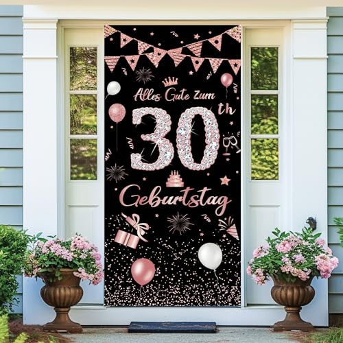 Deko Banner zum 30. Geburtstag für Männer und Frauen - Roségold Party Banner Alles Gute für Mann und Frau - 185 × 90 cm