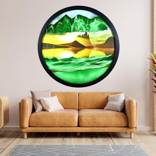 STMKB Sand Art Liquid Motion, 24 Pouces Fixé Au Mur avec Rotation À 360 °, Sablier Créatif pour L'artisanat du Verre, Cadre en Bois Massif, Décoration Murale Relaxante