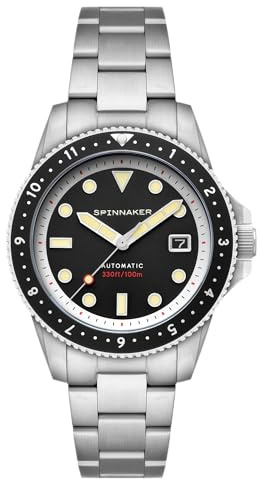 Spinnaker Croft Pioneer SP-5136 Montre automatique pour homme avec bracelet en acier inoxydable massif 42 mm, Noir ombré, 42.0, Croft Pioneer Automatique