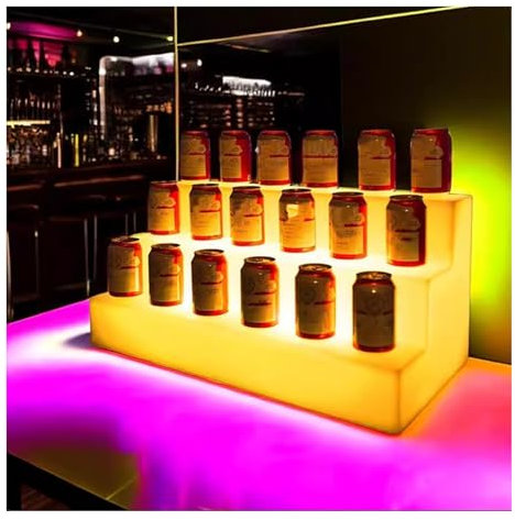 Weinregal LED-beleuchtetes Spirituosenflaschendisplay beleuchtetes Flaschenregal 3-stufige Getränkebeleuchtungsregale mit RF-Fernbedienung mehrfarbiges beleuchtetes Bar-Flaschendisplayreg