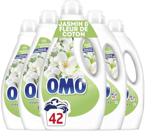 OMO Lessive Liquide Prendre l'Air Jasmin et Fleurs de Coton, 210 Lavages | Lessive liquide aux essences naturelles, propreté éclatante, parfum longue durée, testée dermatologiquement, 210 lavages