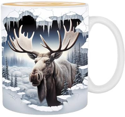 Gmokluytw Elchbecher – -Becher aus Porzellan, 350 ml, Trinkbecher für Wein, Latte, heißen, Weihnachten für Tierliebhaber, Freunde, Vater, Mutter
