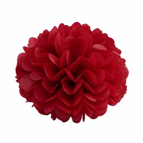5 Stück 6''–12'' Pompons aus Seidenpapier, dekorative Papierblumen, Ball, Geburtstagsparty-Dekoration, Papier-Pompons, rot, 30 cm, 12 Zoll