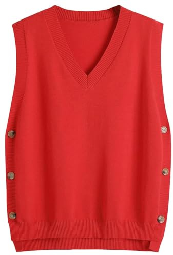 SUNSESS Sleeveless Jumpers for Women V Neck Sweater Vest Knitted Tank Top