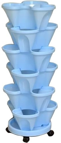 Pots de fleurs empilables pour l'intérieur et l'extérieur - Pots d'herbes aromatiques en plastique avec design 3D à quatre pétales - Tour de jardin verticale pour fraises et plantes d'intérieur