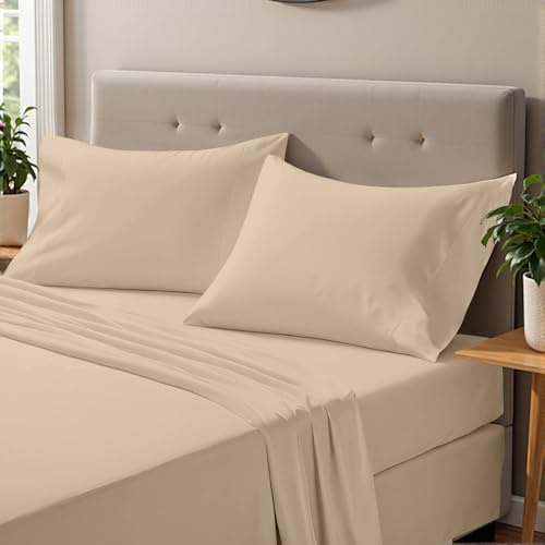 ONIROS Home Juego Sabanas 150 x 190/200 de Lujo Incluye Fundas Almohadas 75x50 Pack 2, 1 Sabana Bajeras Cama 150x190 y 1 Sabana Encimera Cama 150 | Juego de Sabanas 150x200 | Bed Sheets (Café)