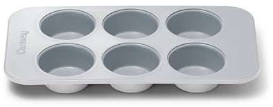 Caraway Teglia per muffin in ceramica antiaderente da 6 tazze, atossica, priva di PTFE e PFOA, adatta al forno, con anima in acciaio alluminato, piccola teglia per muffin per cuocere cupcake, muffin e