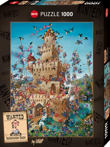 HEYE Puzzle 1000 Teile für Erwachsene „Safecracker Suzie“ | Humorvolle Verbrechersuche mit Safeknacker-Suzie, geheimnisvoller Burg & witzigen Details, 50 x 70 cm
